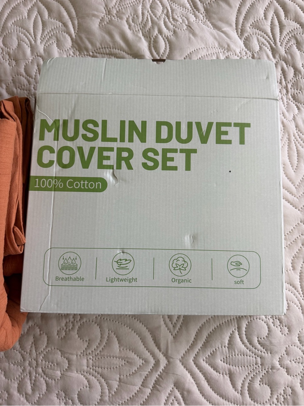 100% Organic Cotton Muslin Duvet Cover Set Queen – Brown